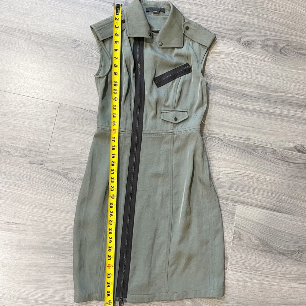 Alexander Wang Twill Olive Green Military Sheath Zipper Designer Dress 4 - Picture 11 of 11